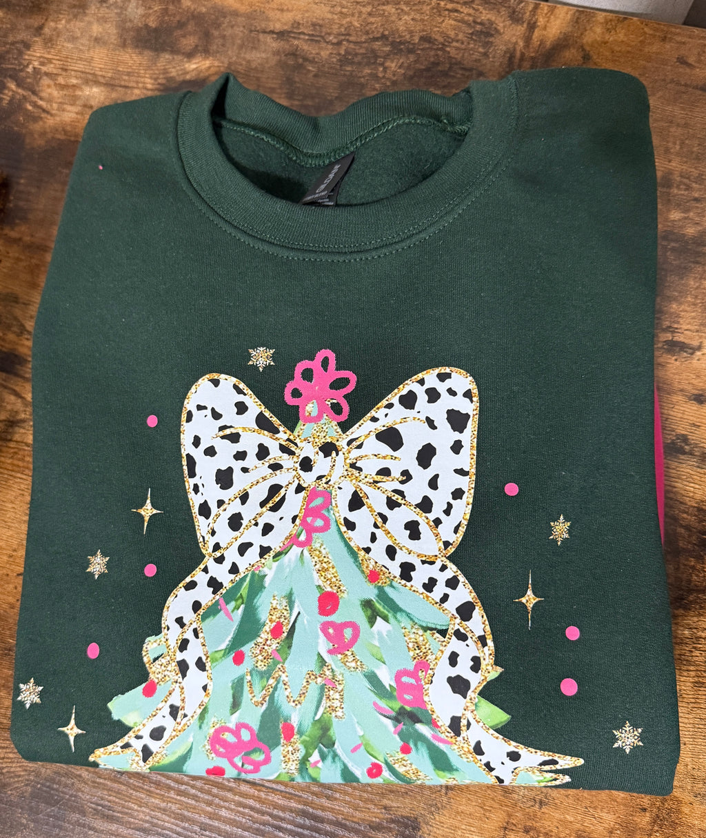 Dalmation Bow Christmas Tree T-Shirt or Sweatshirt
