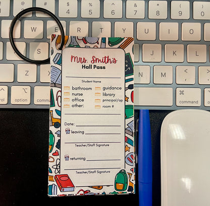 Personalized Printed Hall Passes School Supply Design for Teachers