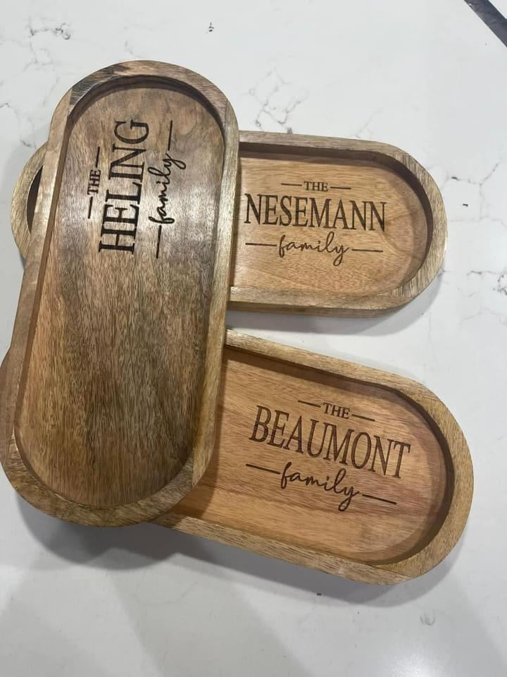 Personalized Engraved Wood Name Trays