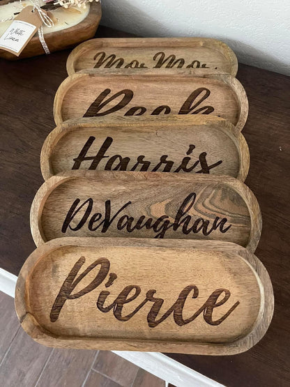 Personalized Engraved Wood Name Trays