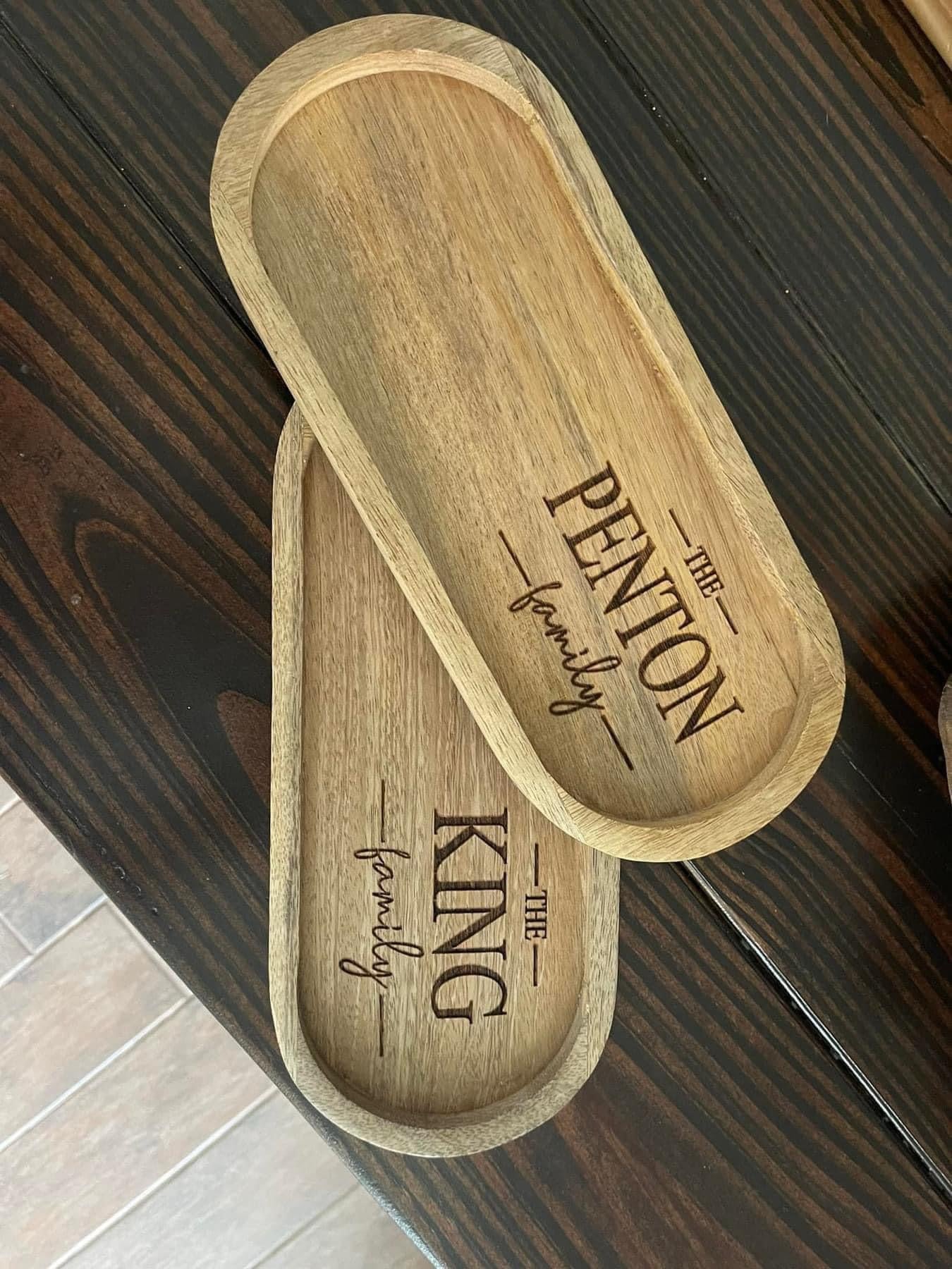 Personalized Engraved Wood Name Trays