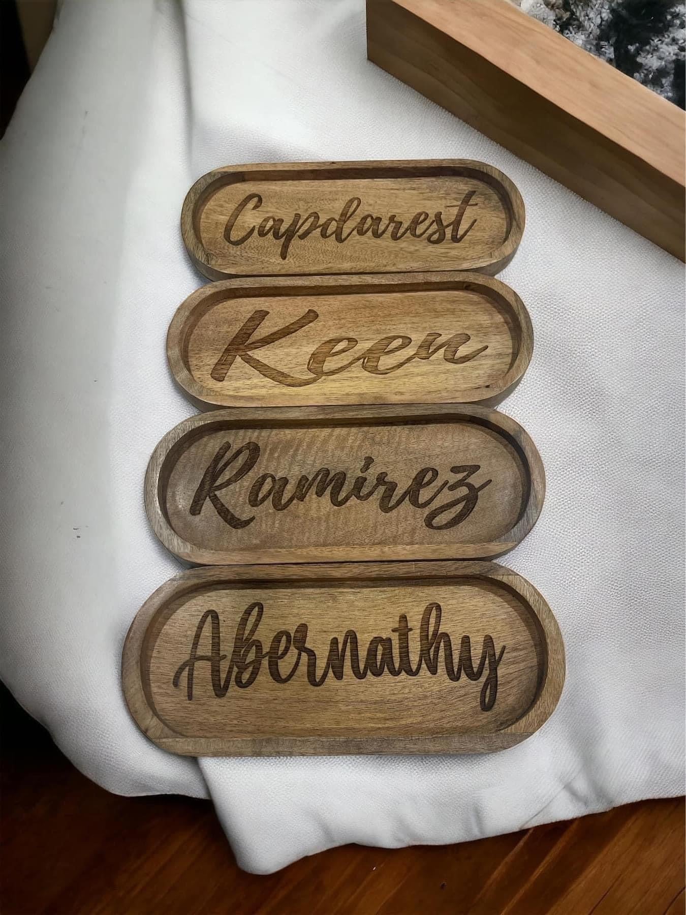 Personalized Engraved Wood Name Trays