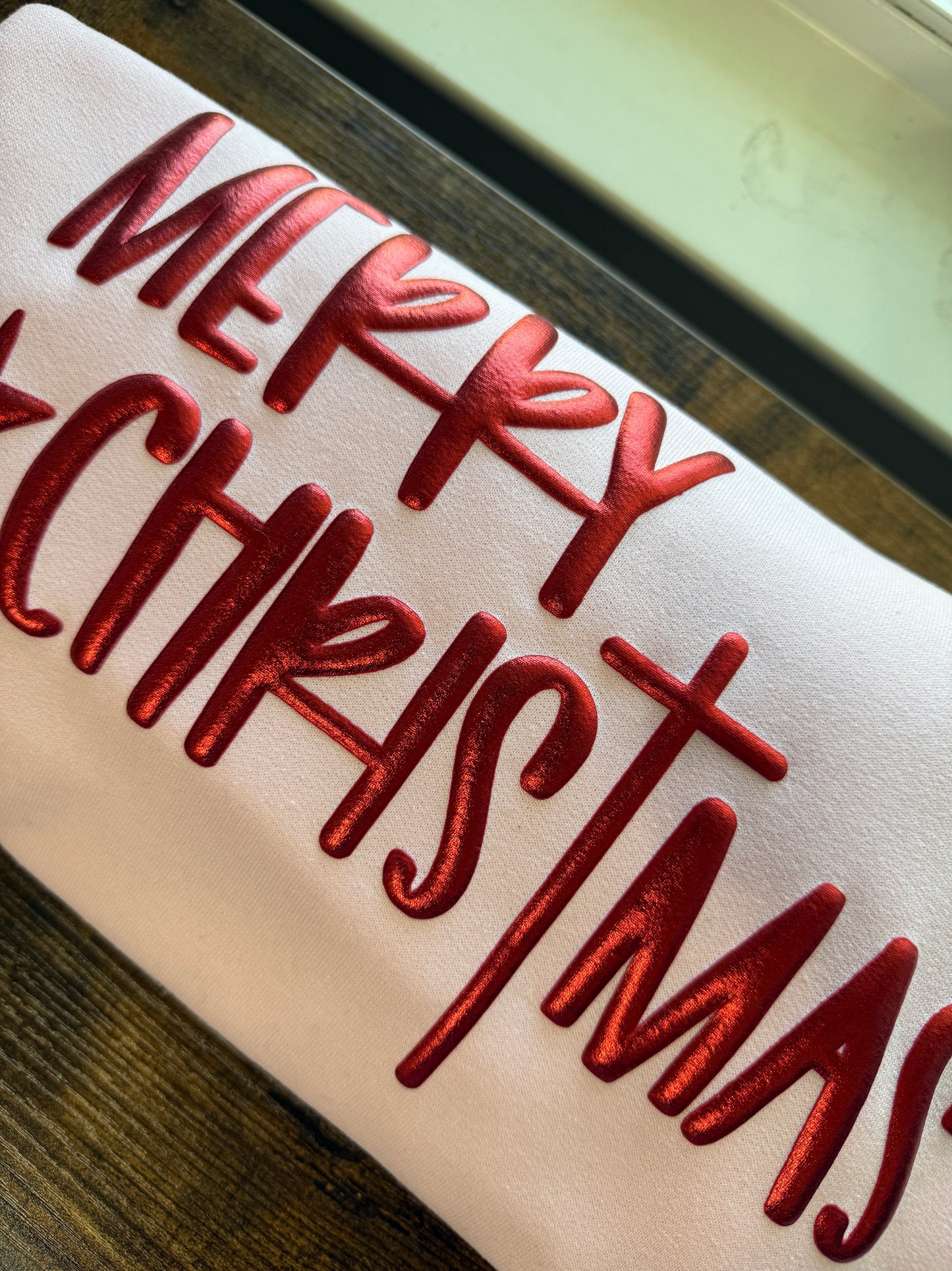 Merry Christmas 3D Puff Red Metallic Crewneck