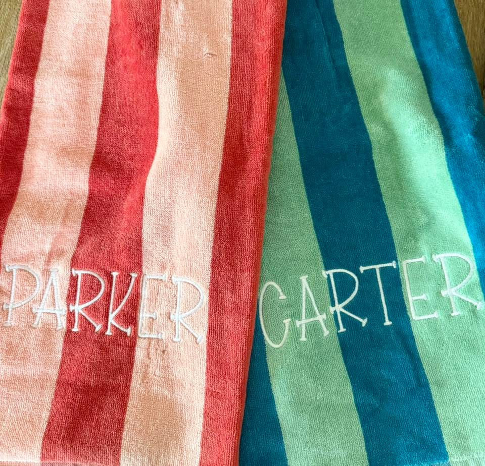 Personalized Striped Beach Towel with Name