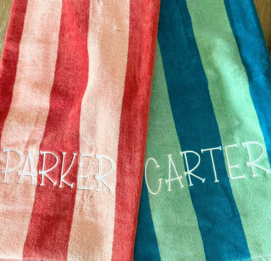 Personalized Striped Beach Towel with Name