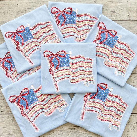 All-American Bow Flag Tee | Patriotic Summer Shirt