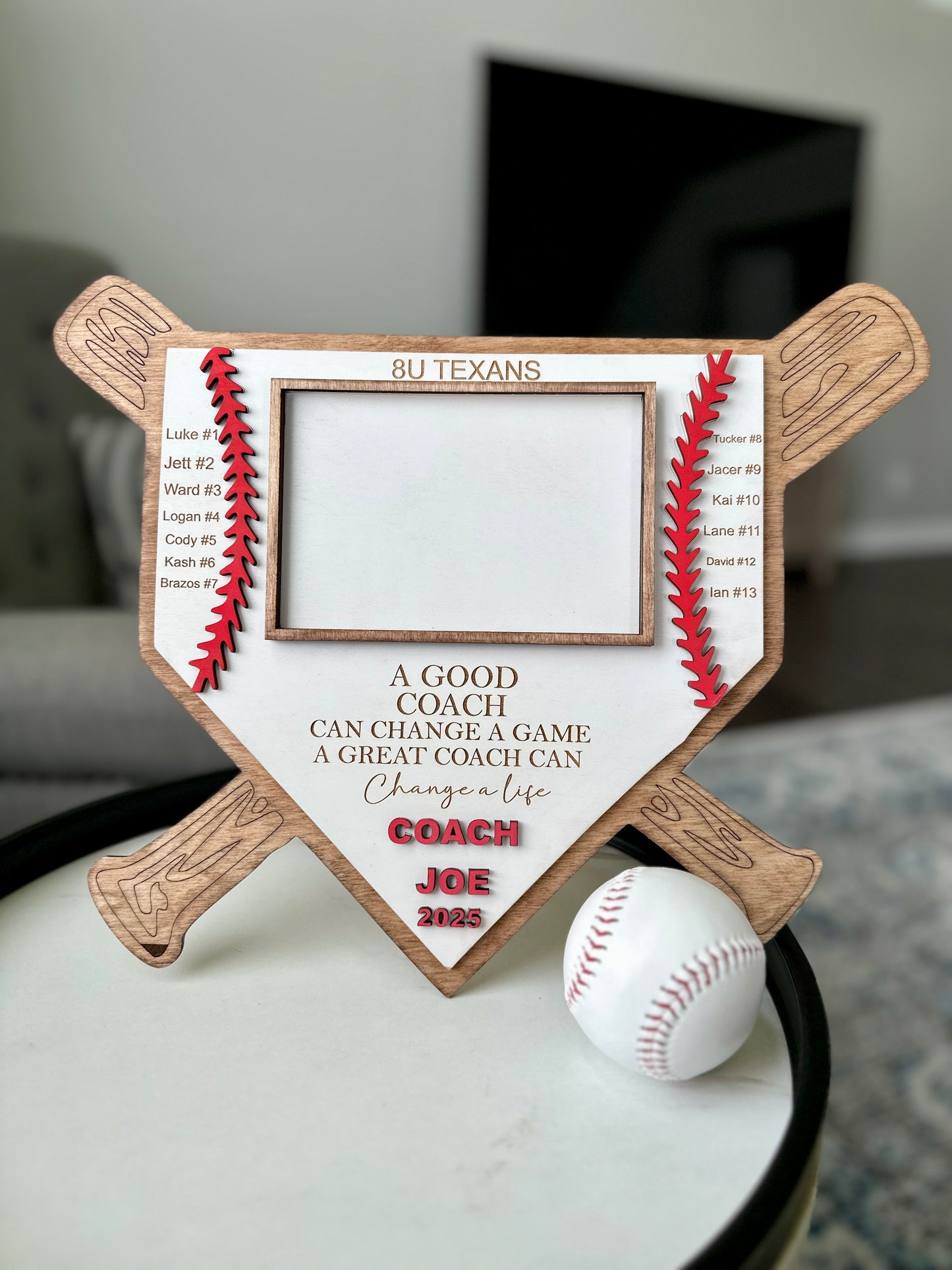 Personalized Baseball Coach Gift | Custom Team Photo Plaque | Home Plate Display