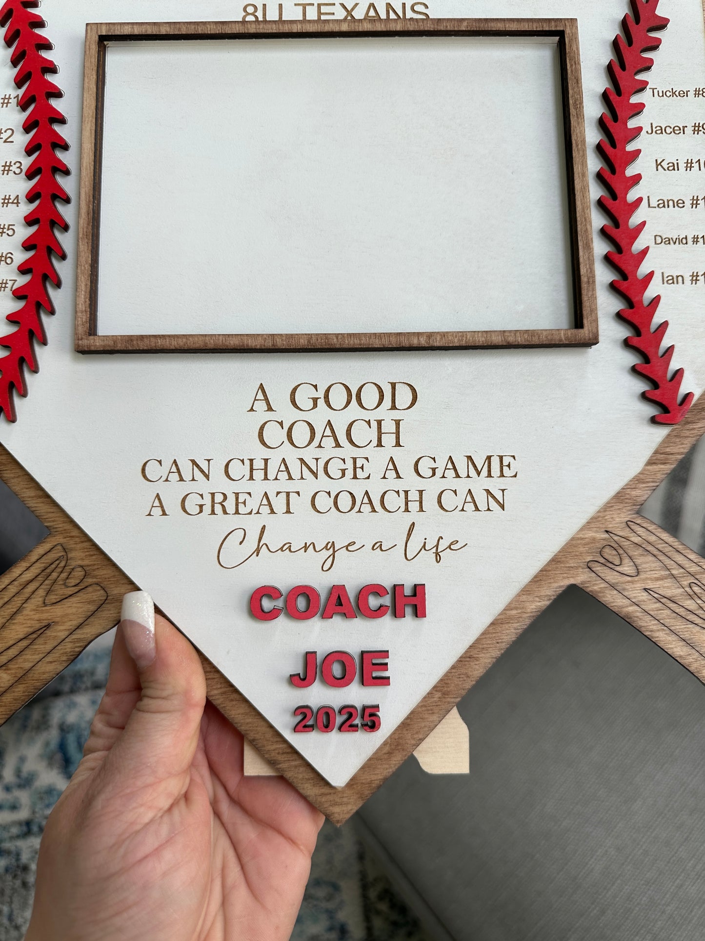 Personalized Baseball Coach Gift | Custom Team Photo Plaque | Home Plate Display