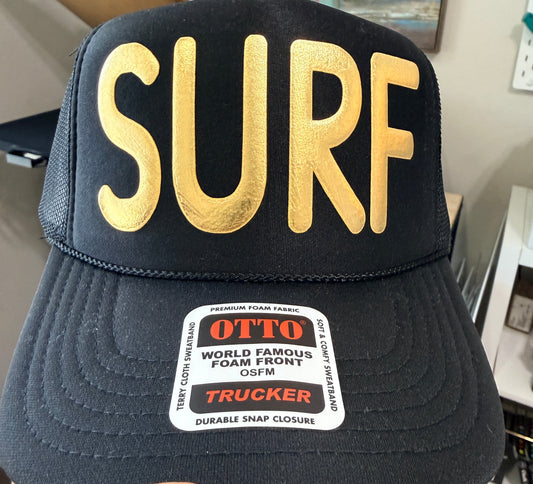 Gold Surf Metallic Puff Trucker Hat
