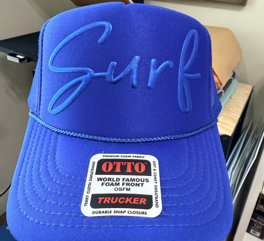 Blue Surf Metallic Puff Trucker Hat