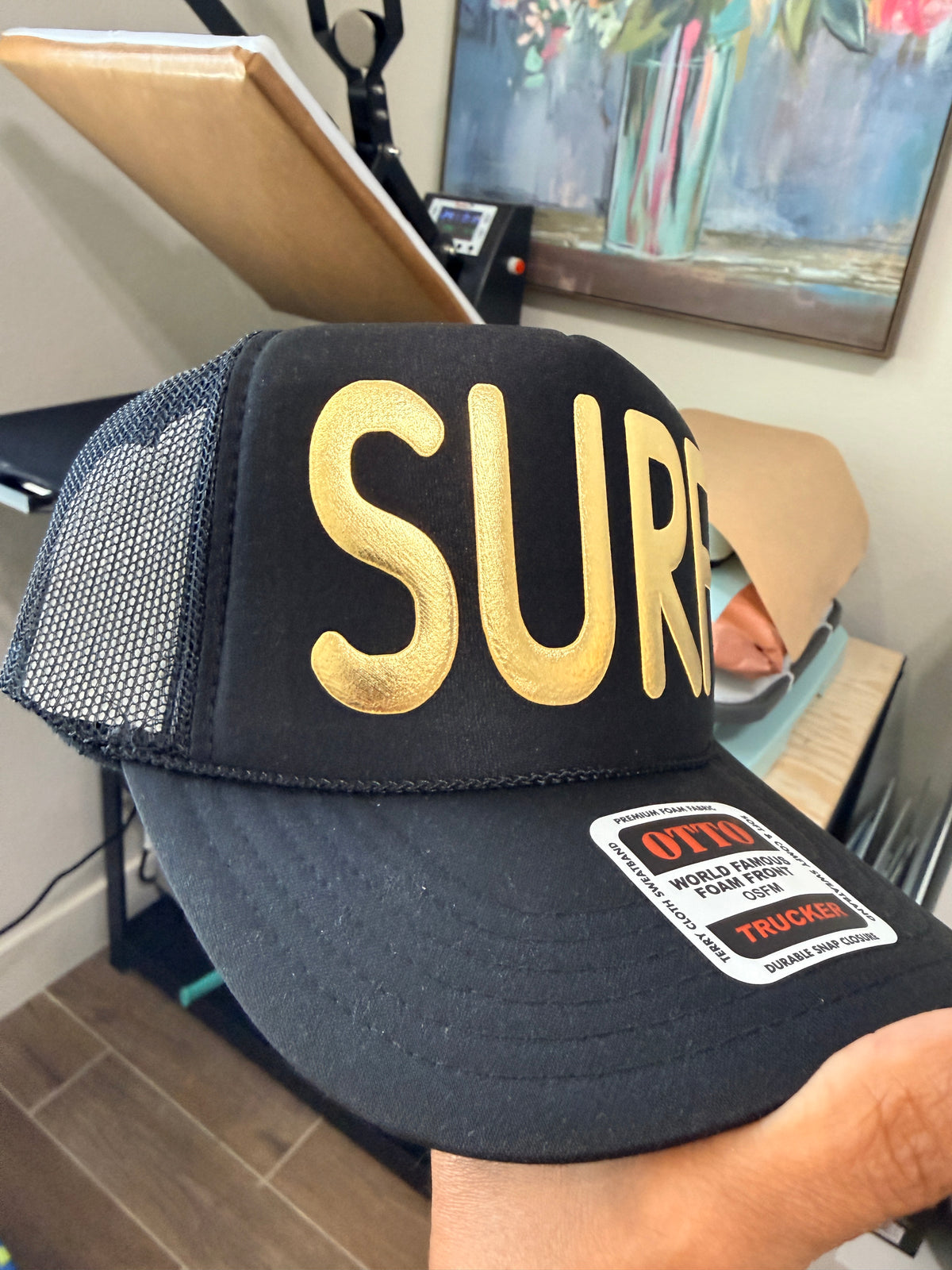 Gold Surf Metallic Puff Trucker Hat
