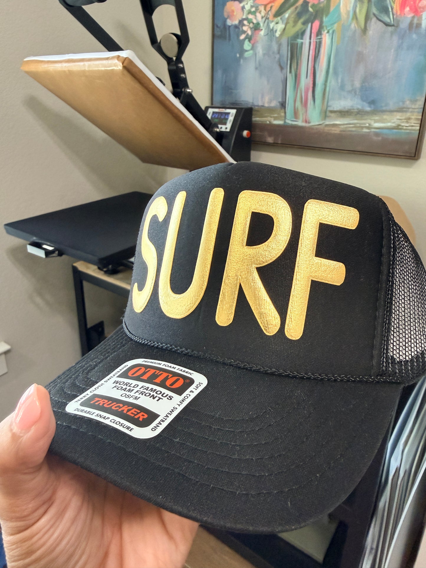 Gold Surf Metallic Puff Trucker Hat