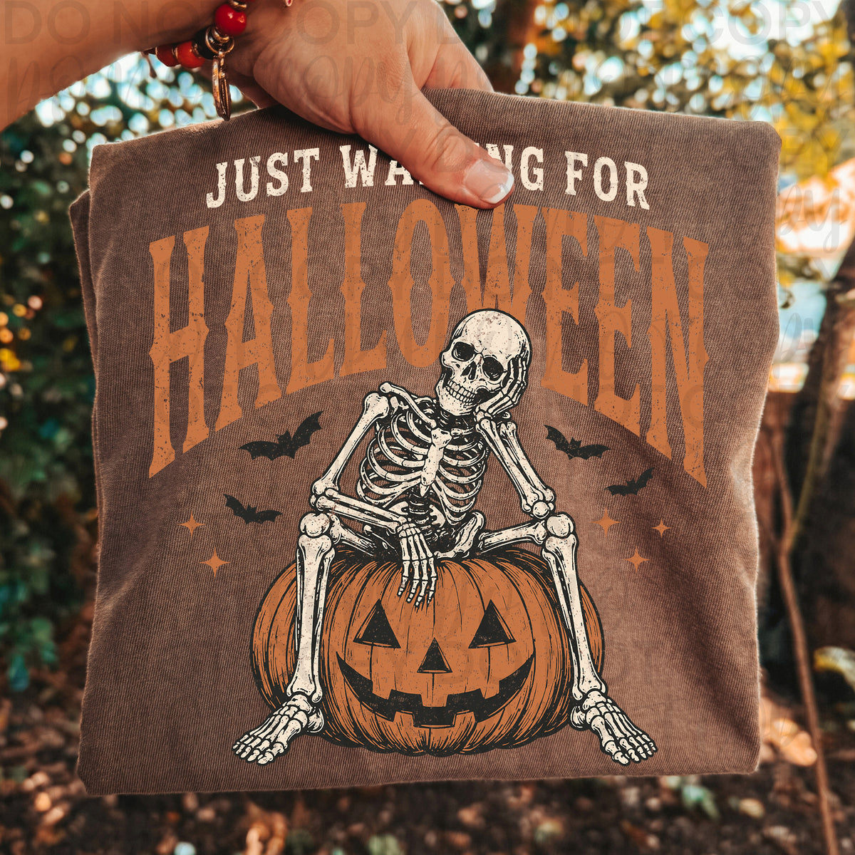 Just Waiting for Halloween Skeleton Tee