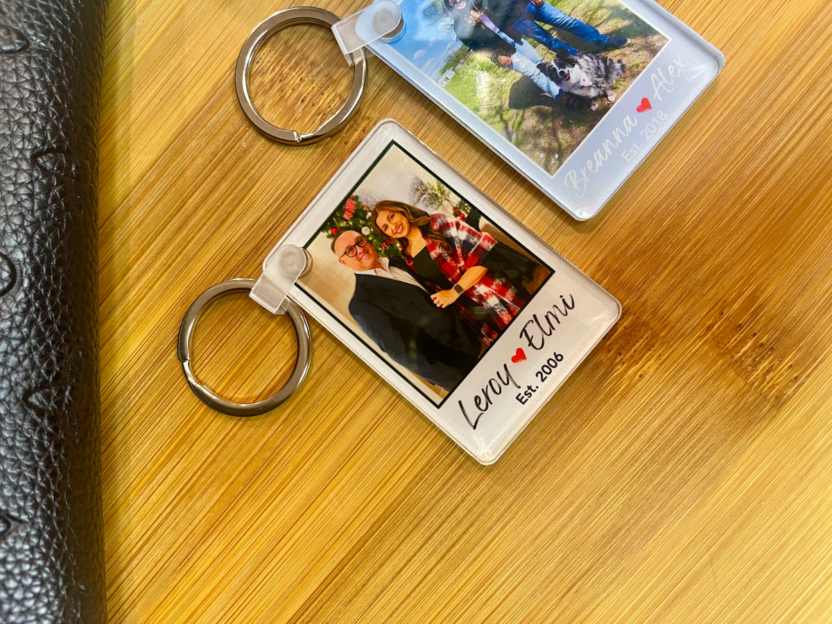 Custom Personalized Photo Keychain Wedding, Anniversary Gift