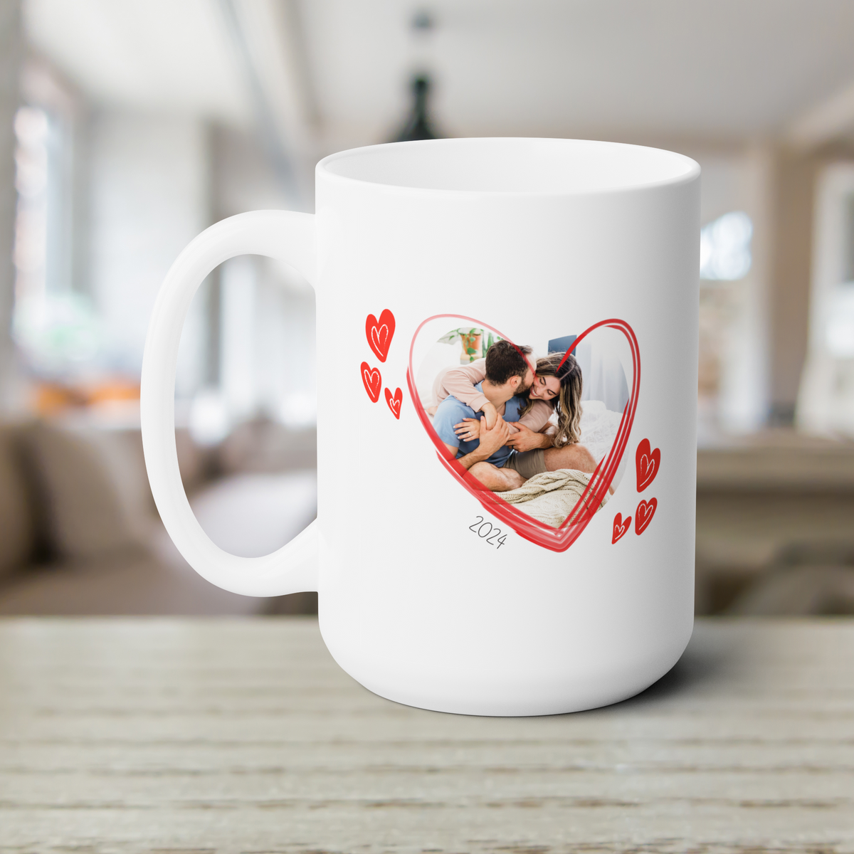 Love Mug Couples Photo with Names Personalized Mug 15oz