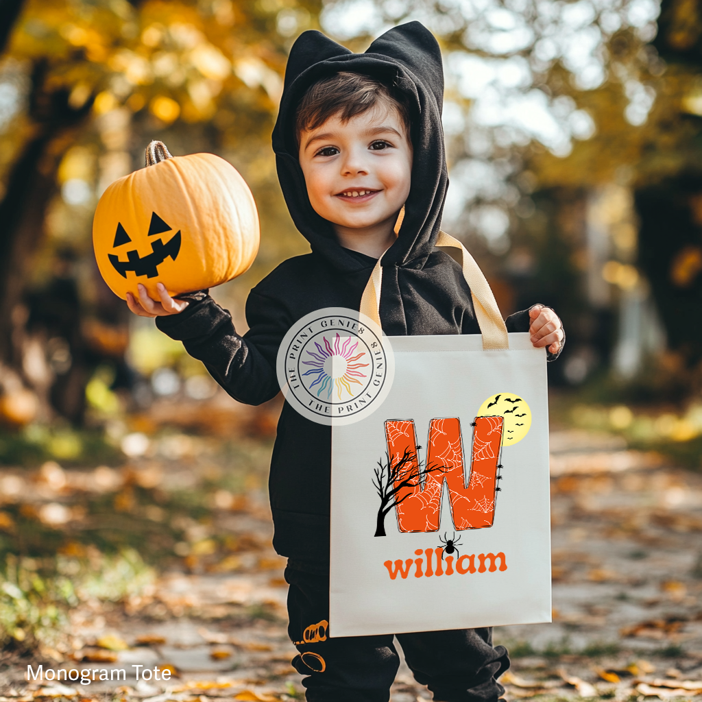 Personalized Halloween Trick or Treat Canvas Tote Bag