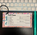 Pink Personalized Printed Hall Passes for Teachers
