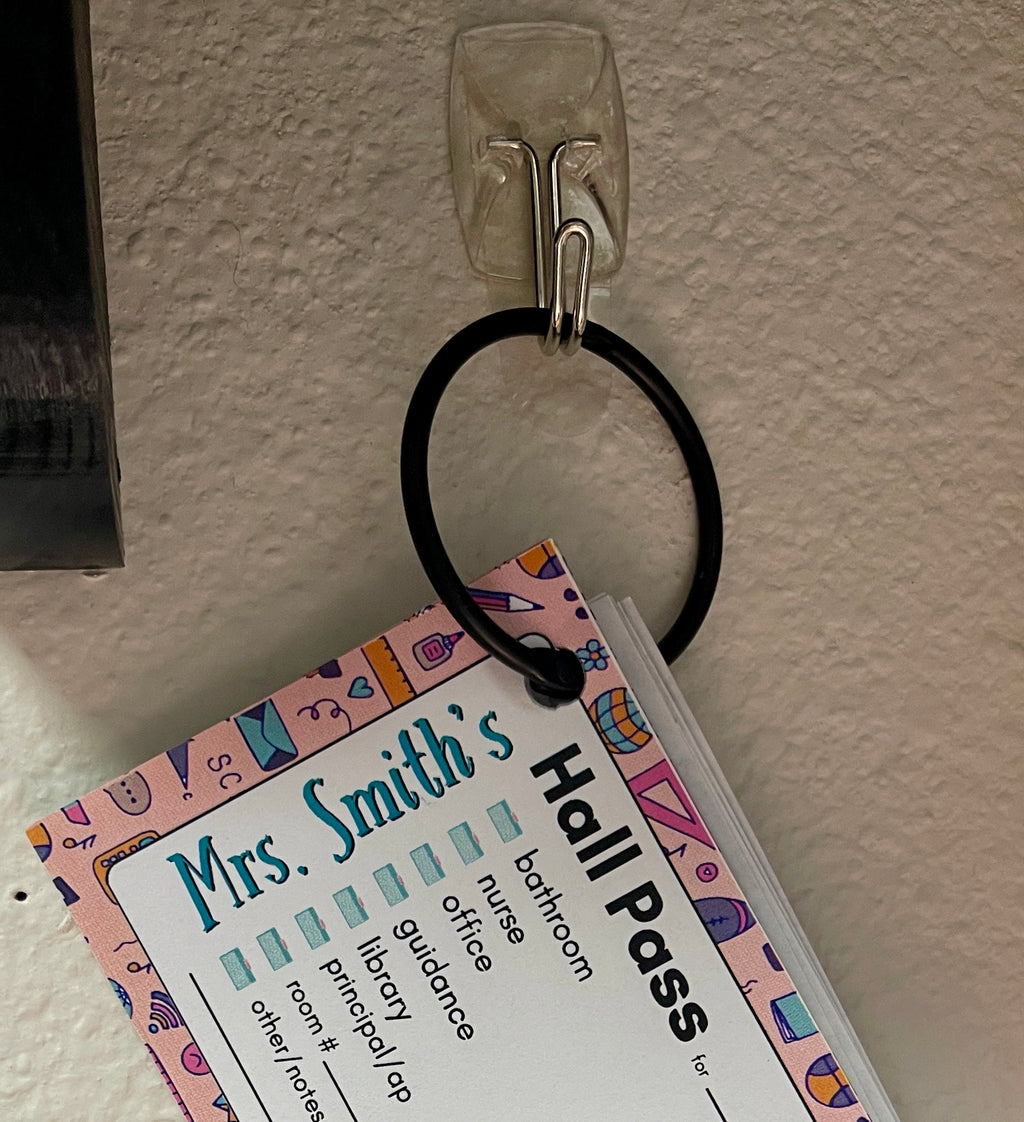 Pink Personalized Printed Hall Passes for Teachers