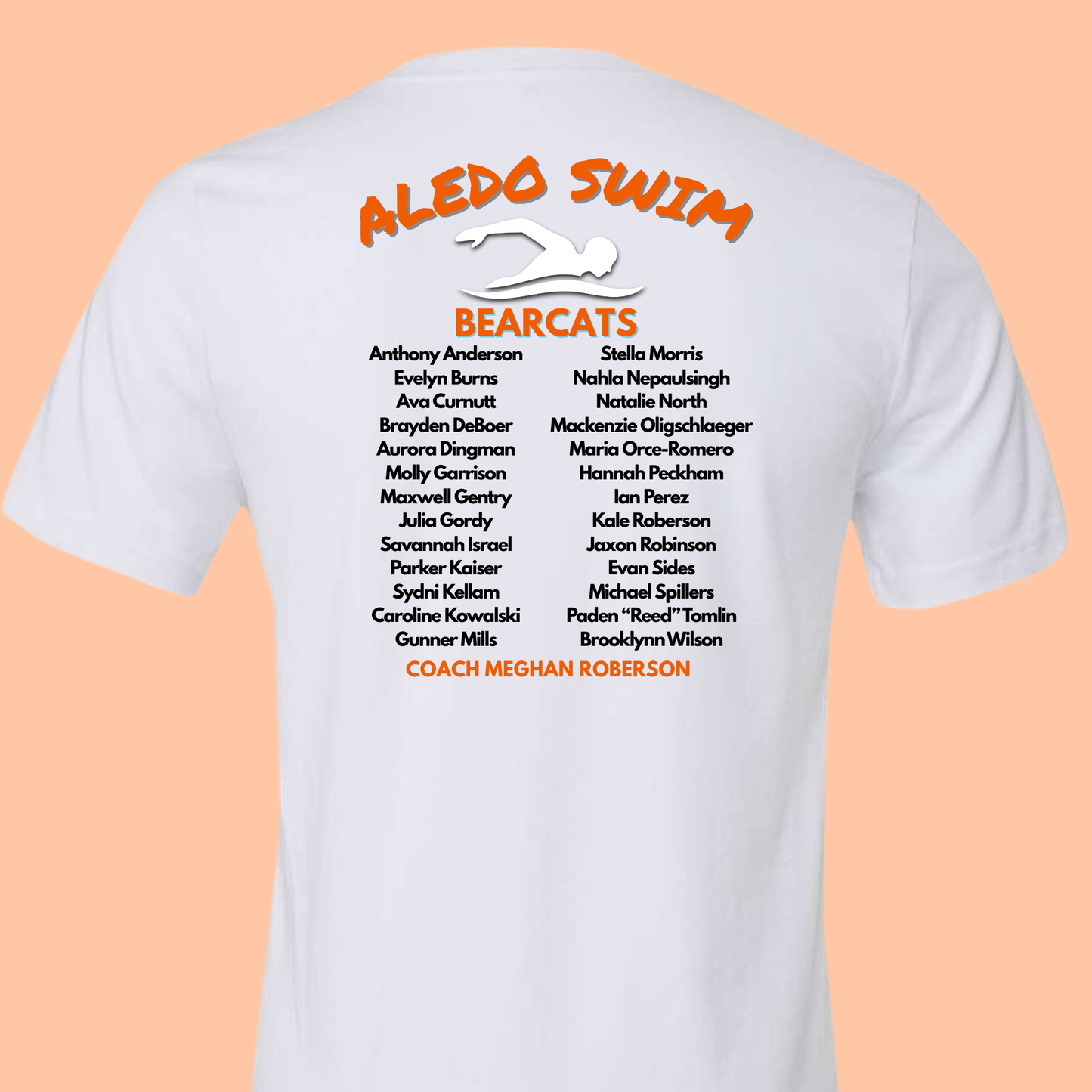 Aledo Swim Team Roster Bella Canvas Shirt