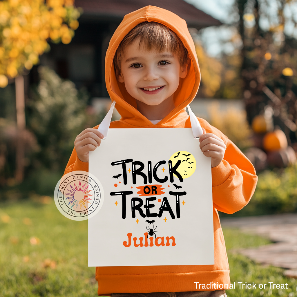 Personalized Halloween Trick or Treat Canvas Tote Bag
