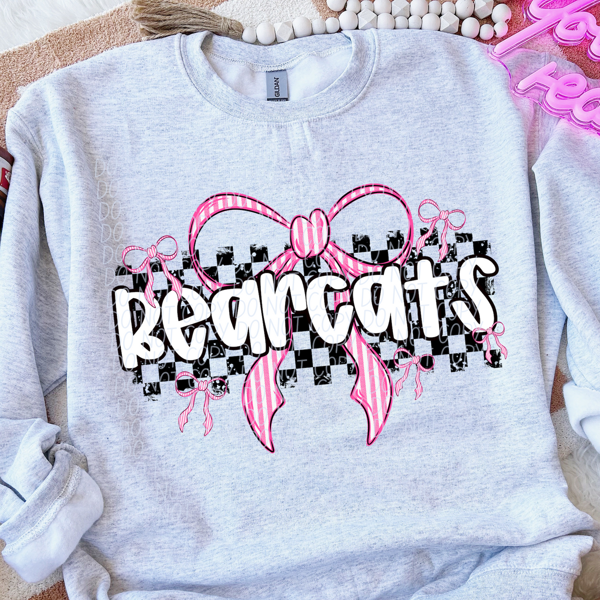 Checkered Bow Pink Out Mascot Shirt