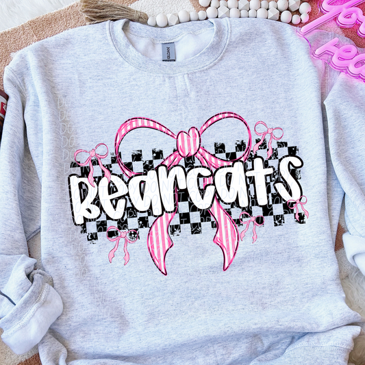 Checkered Bow Pink Out Mascot Shirt