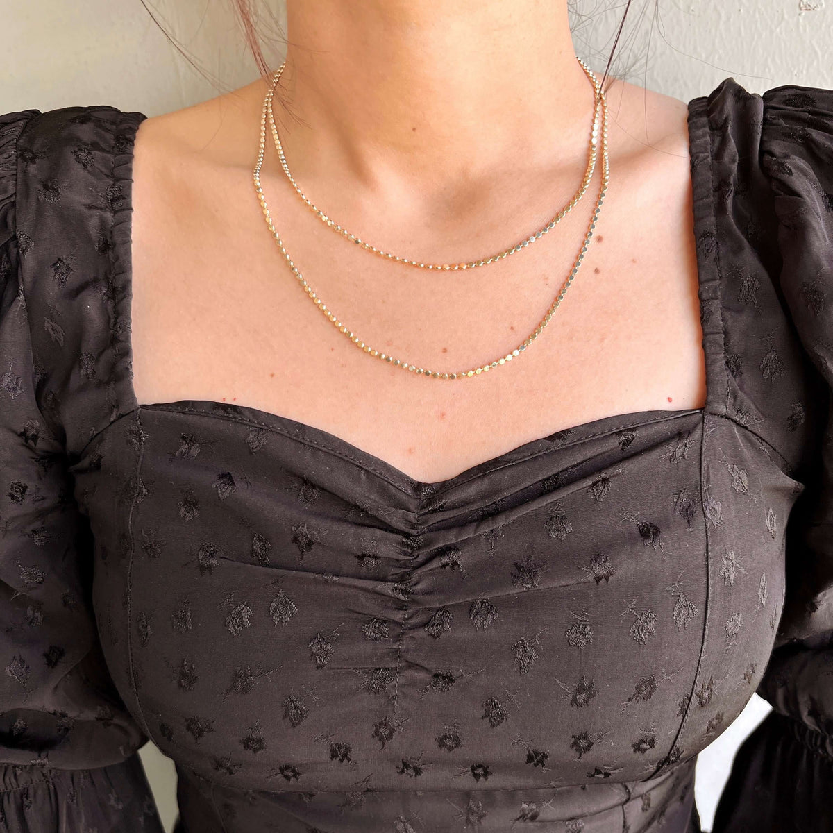 Tarnish Free 18k Gold Filled Flat Ball Chain Necklace