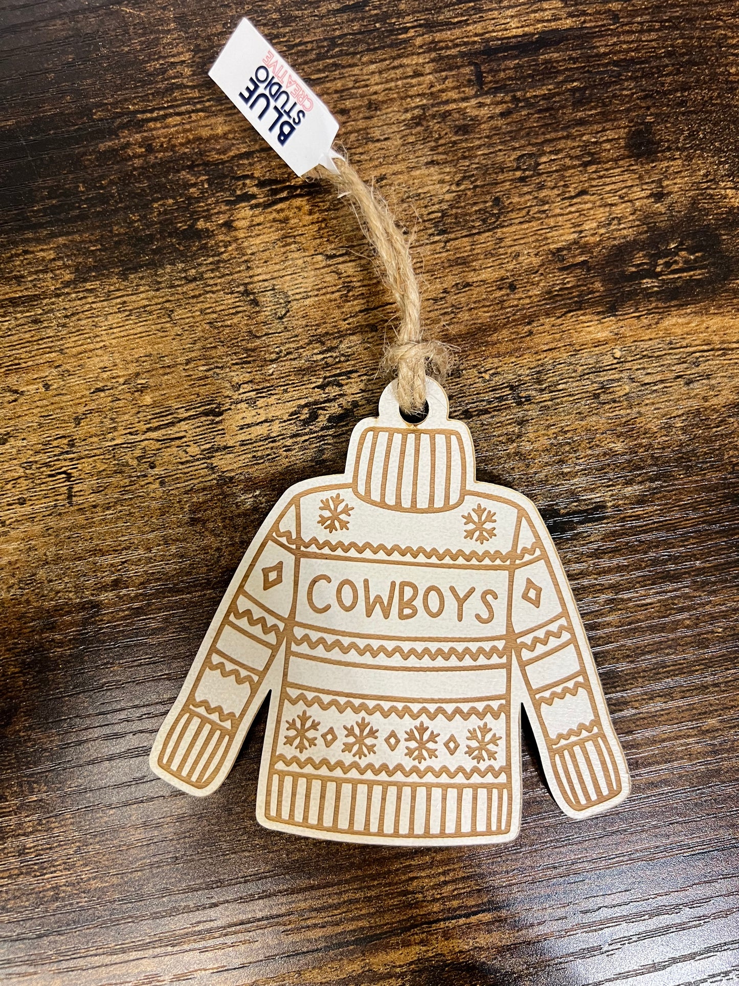 Dallas Cowboys Wooden Sweater Ornament