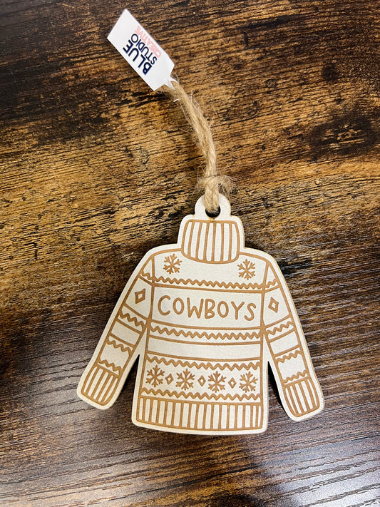 Dallas Cowboys Wooden Sweater Ornament