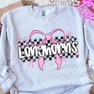 Checkered Bow Pink Out Mascot Shirt
