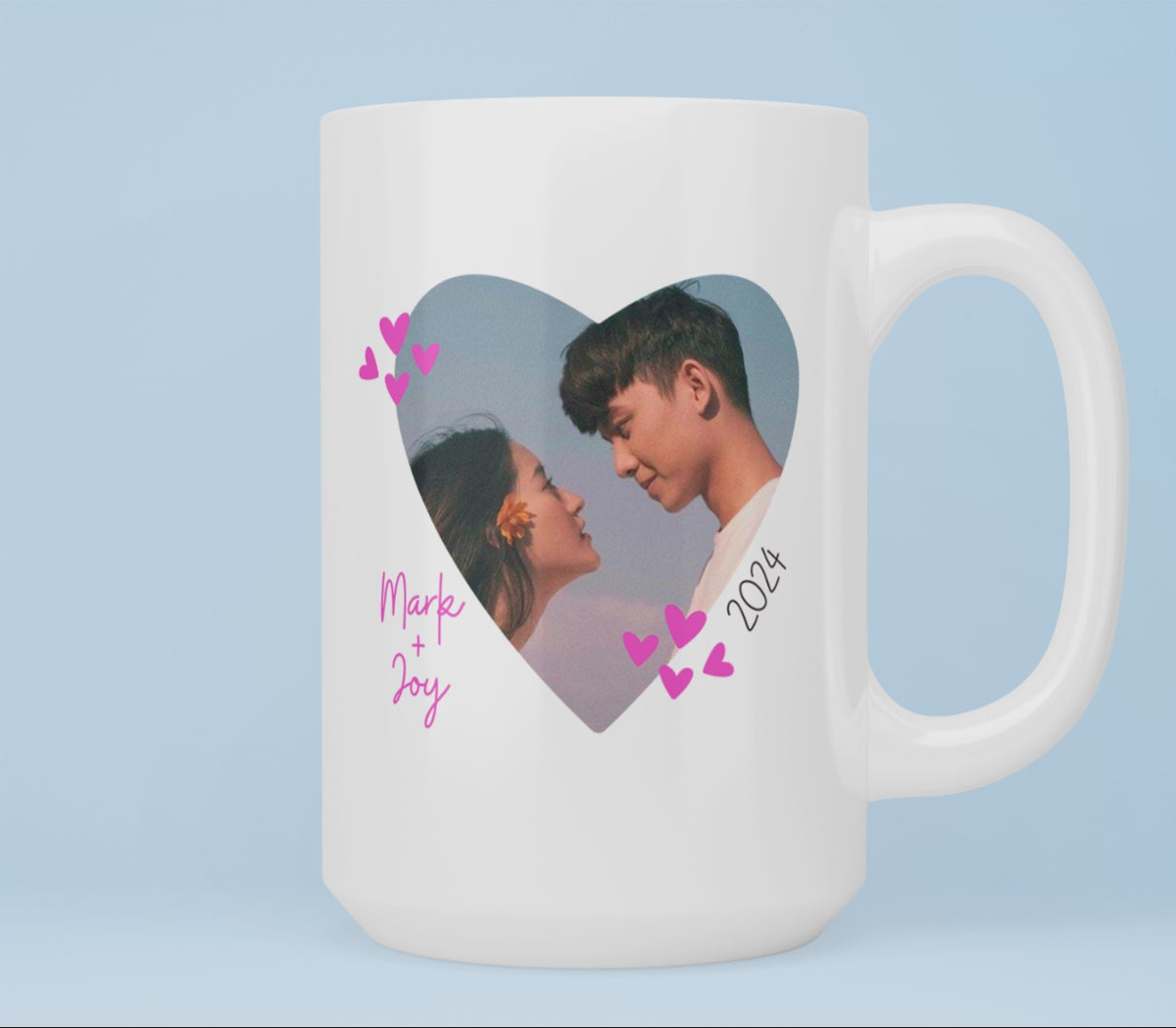 I love you More Personalized Photo + Names Large Mug 15oz