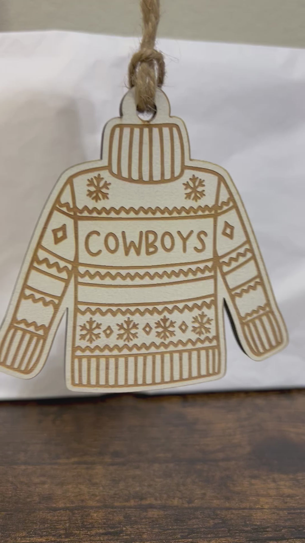 Dallas Cowboys Wooden Sweater Ornament
