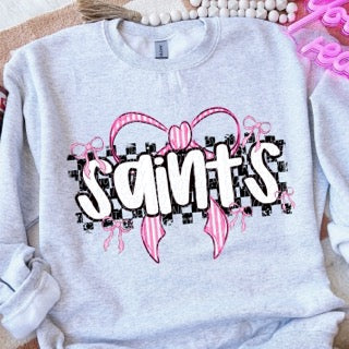 Checkered Bow Pink Out Mascot Shirt