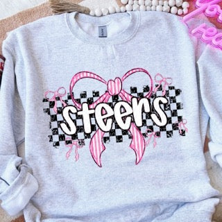 Checkered Bow Pink Out Mascot Shirt