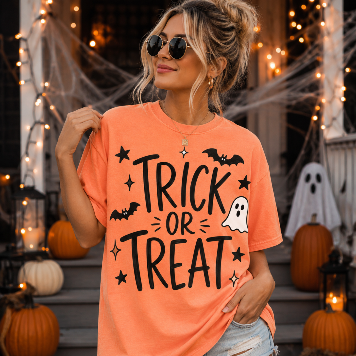 Orange Trick or Treat Halloween Tee
